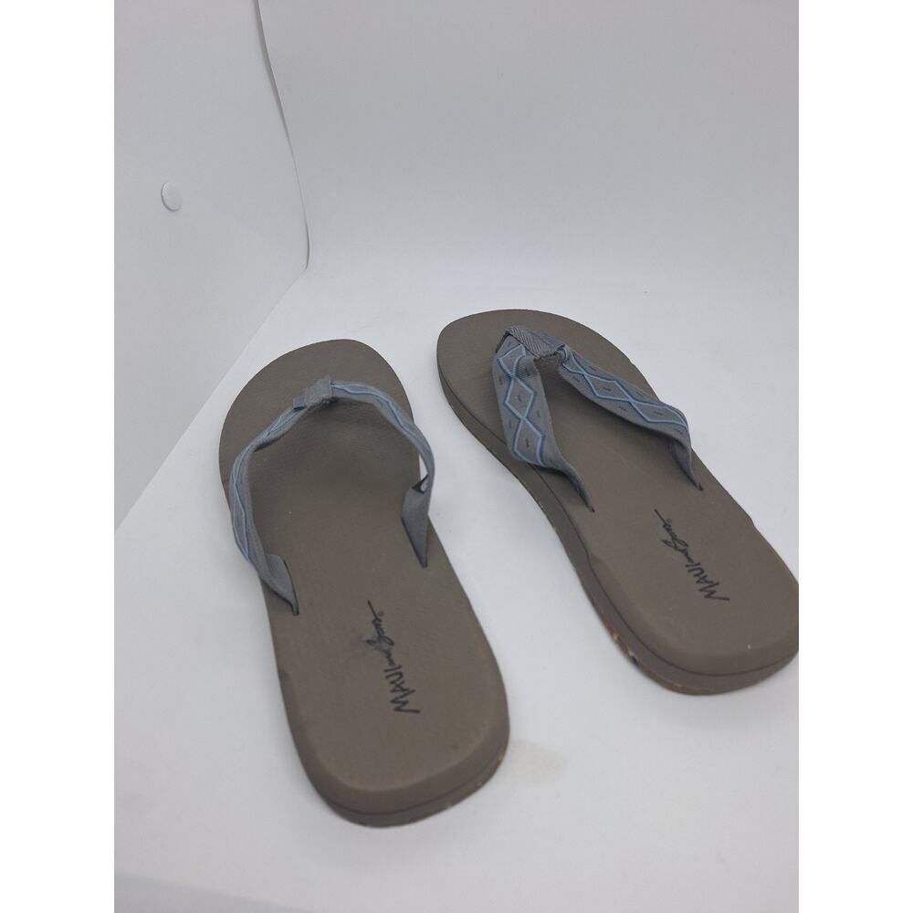 Maui And Sons Mens Flip Flops Sandals Size 8 Gray Blue Slippers Beach Casual